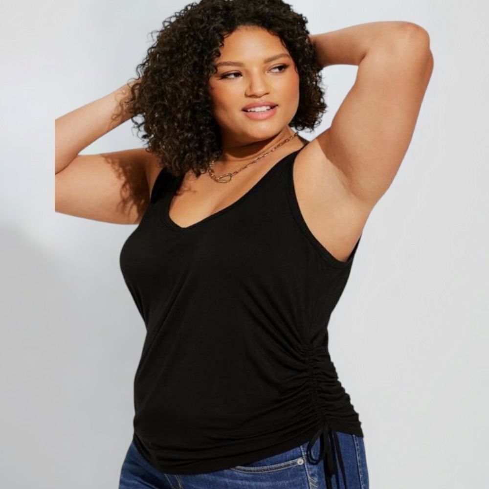 TORRID Plus Size Black Super soft Scoop Neck Side Tie Tank Top SIZE 3X - Picture 3 of 12